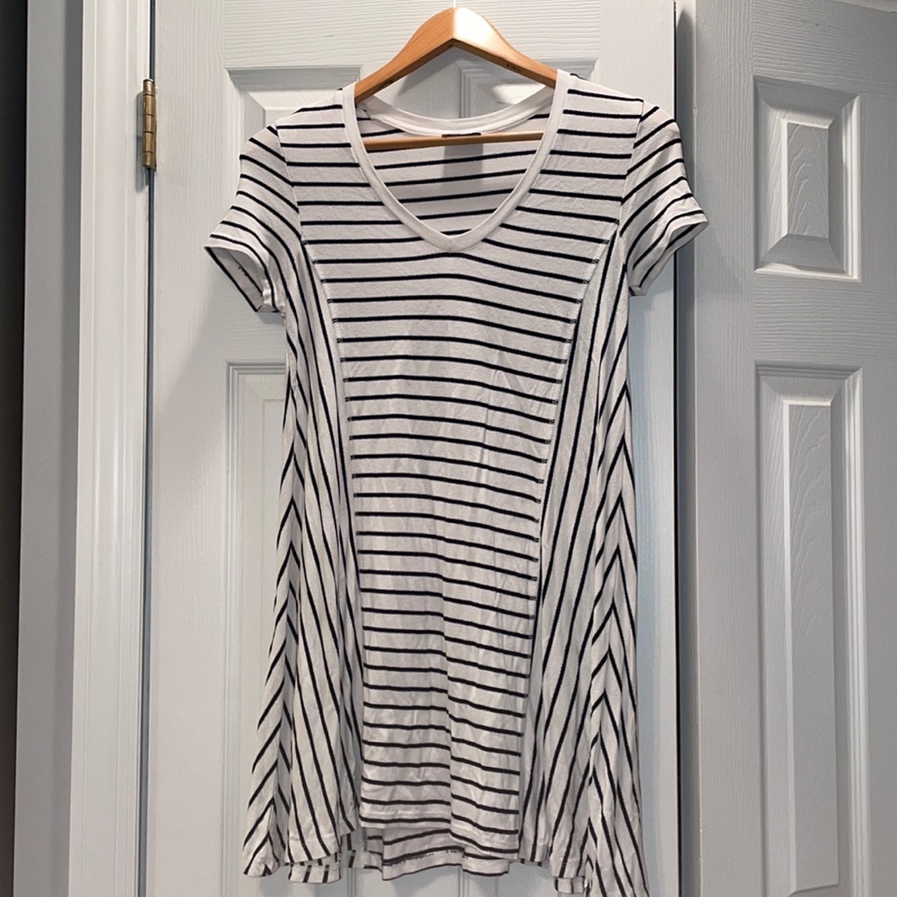 ZARA Striped navy and white dress